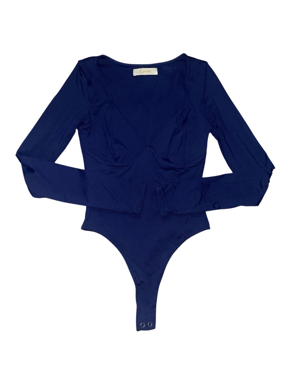 Qinsen navy long sleeve bodysuit